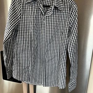 Mens Plaid Button Down Shirt M Black/white VSKA